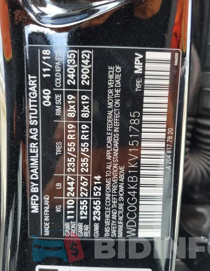WDC0G4KB1KV151785 Photo# 14