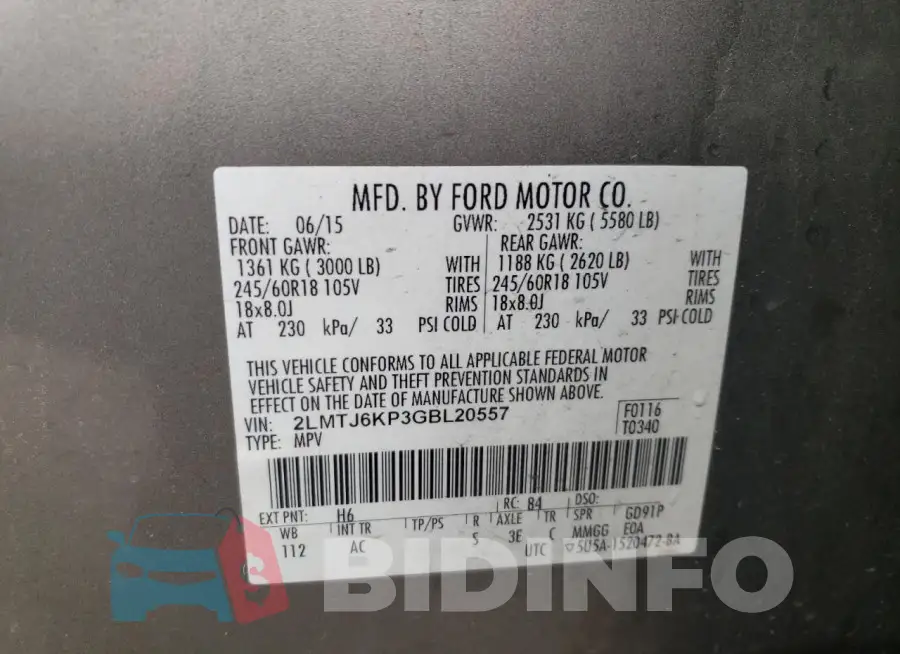 2LMTJ6KP3GBL20557 Photo# 13
