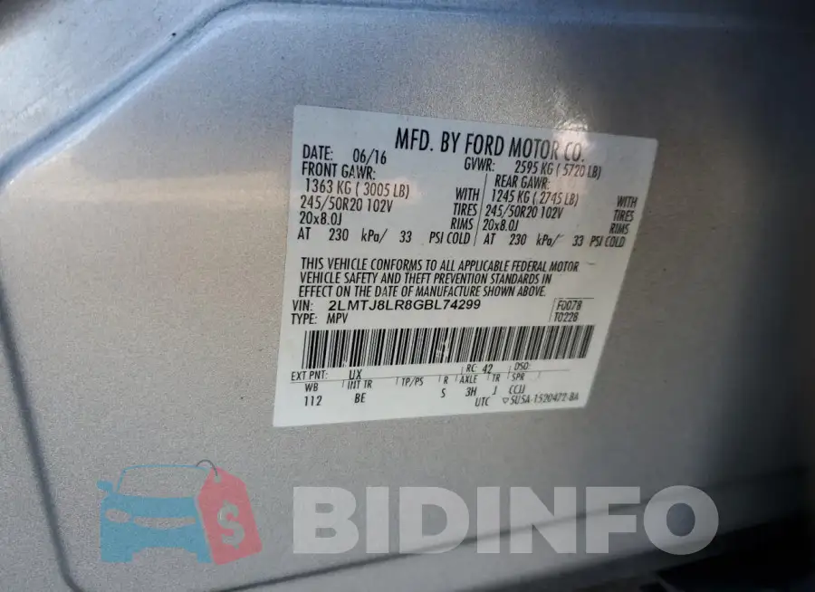 2LMTJ8LR8GBL74299 Photo# 13