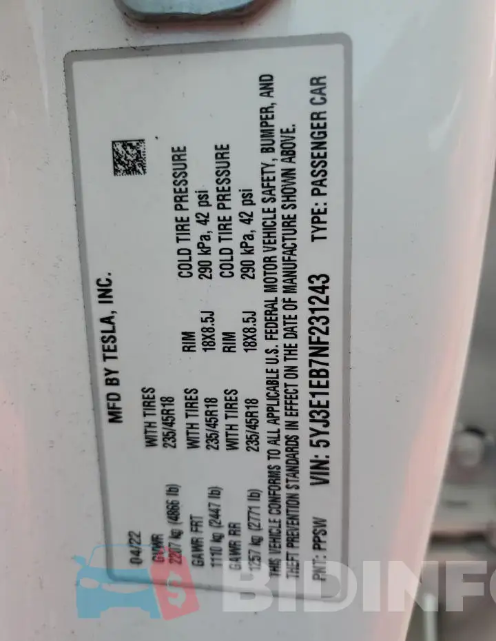 5YJ3E1EB7NF231243 Photo# 12