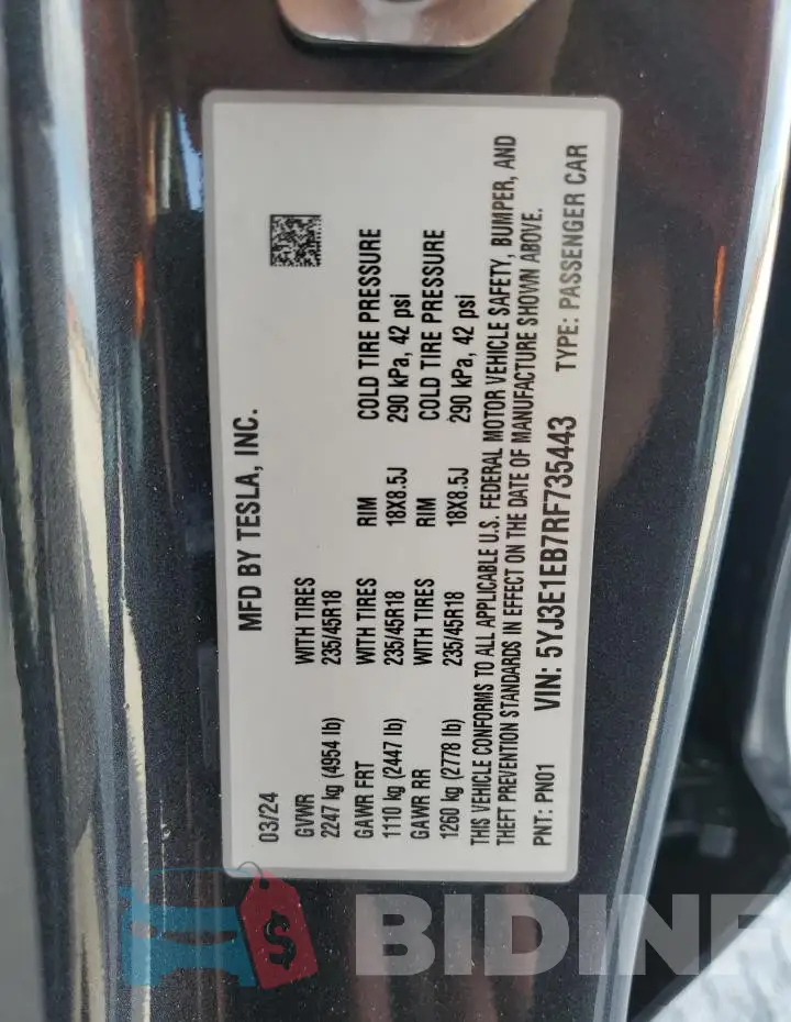 5YJ3E1EB7RF735443 Photo# 12