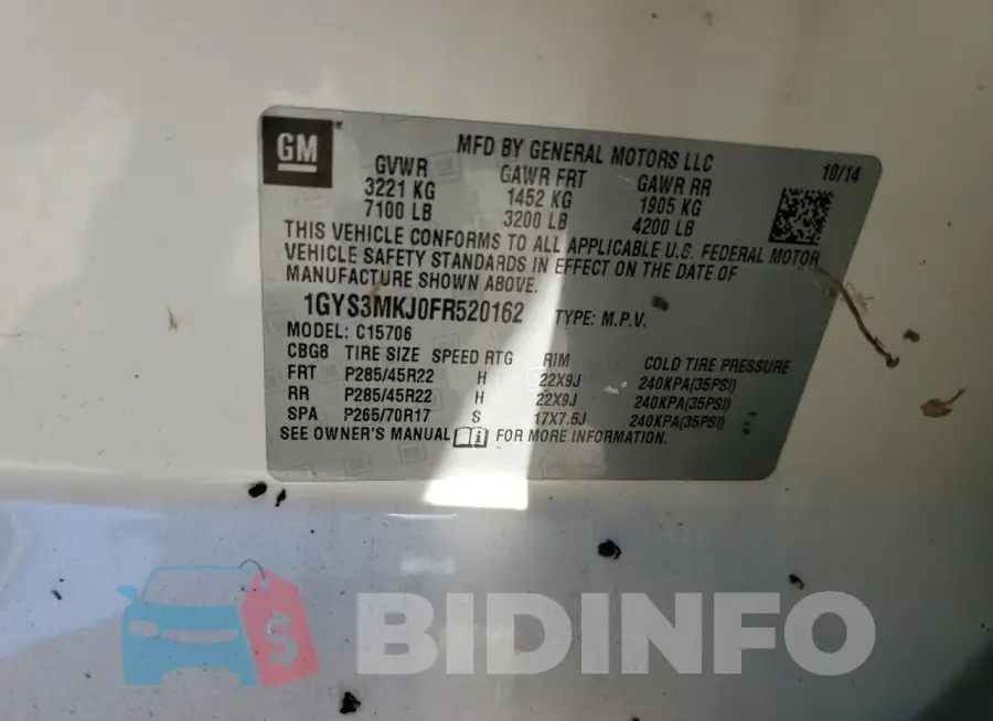 1GYS3MKJ0FR520162 Photo# 13