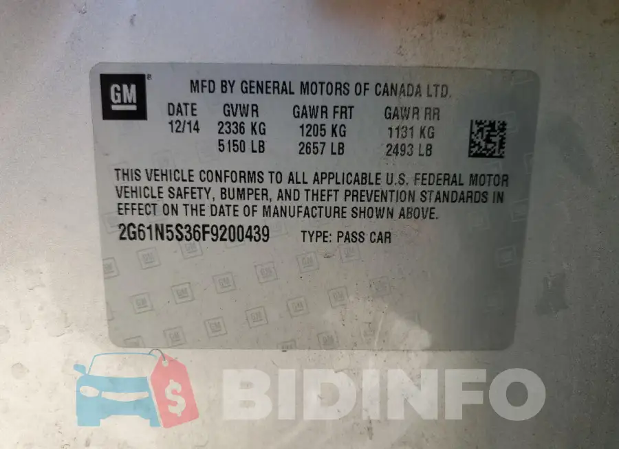 2G61N5S36F9200439 Photo# 13