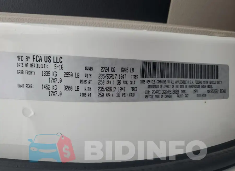 2C4RC1DG6HR518689 Photo# 13