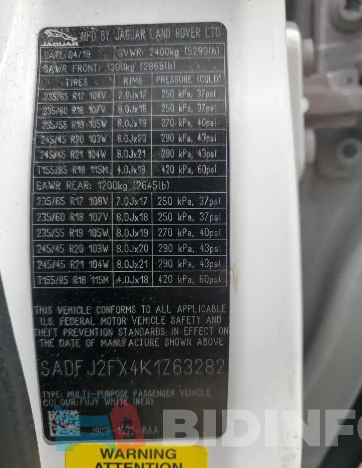 SADFJ2FX4K1Z63282 Photo# 13