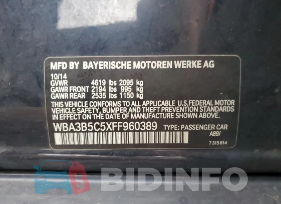 WBA3B5C5XFF960389 Photo# 12
