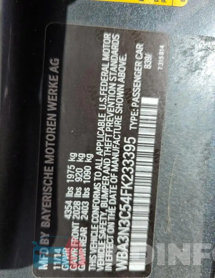 WBA3N3C54FK233395 Photo# 13
