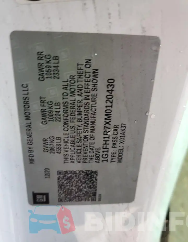 1G1FH1R7XM0120430 Photo# 12