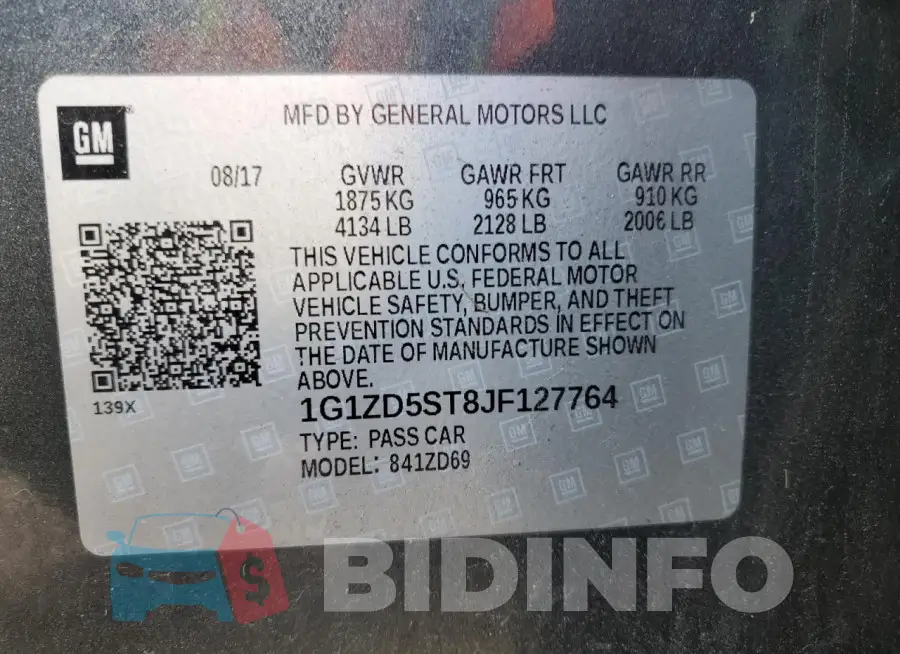 1G1ZD5ST8JF127764 Photo# 13