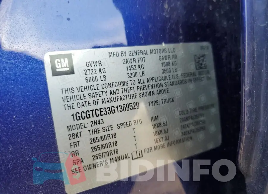 1GCGTCE33G1369529 Photo# 12
