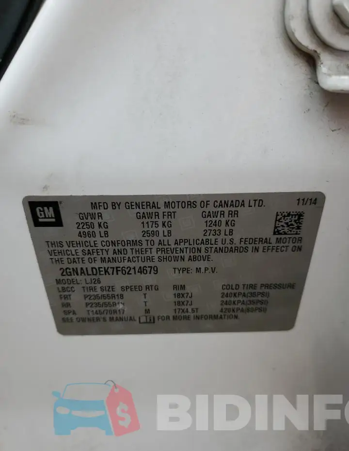 2GNALDEK7F6214679 Photo# 14