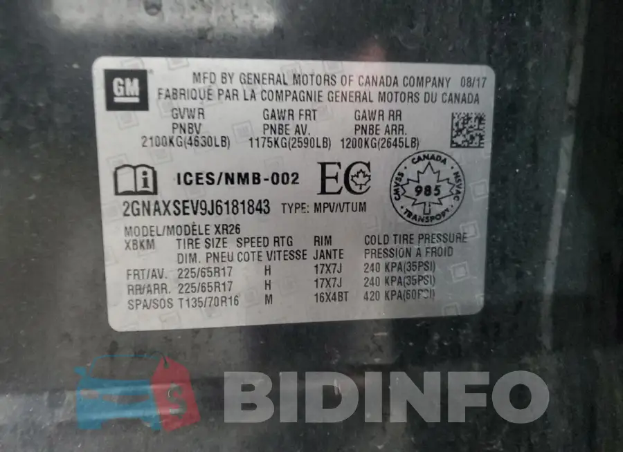 2GNAXSEV9J6181843 Photo# 13