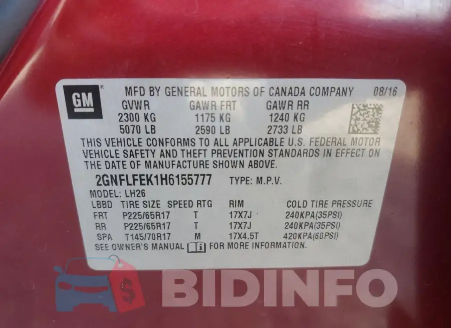 2GNFLFEK1H6155777 Photo# 13