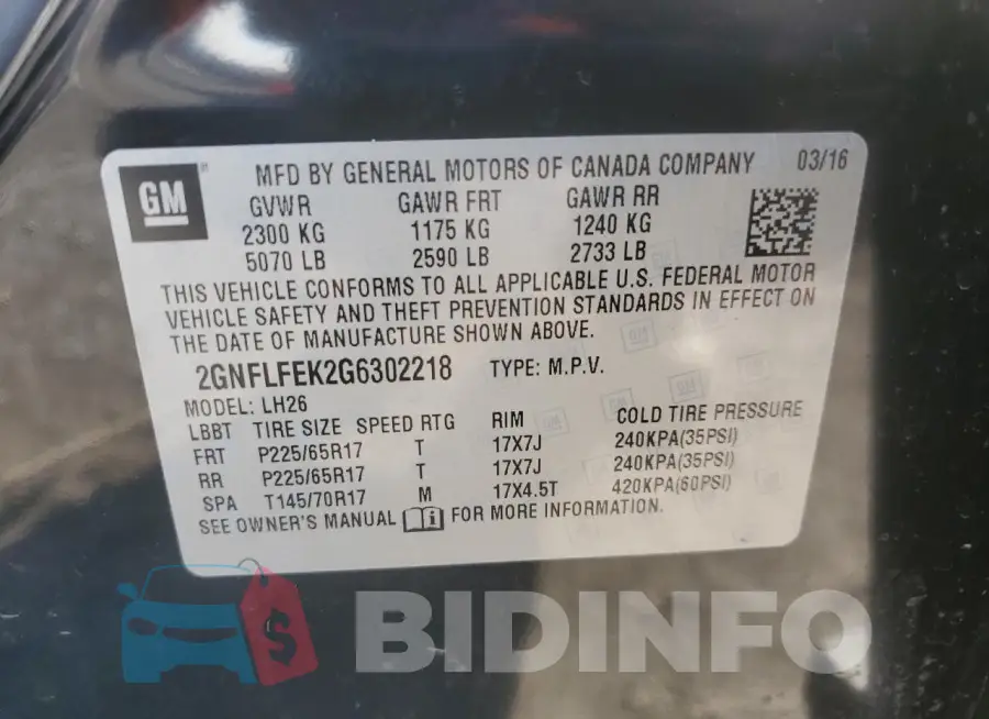 2GNFLFEK2G6302218 Photo# 13