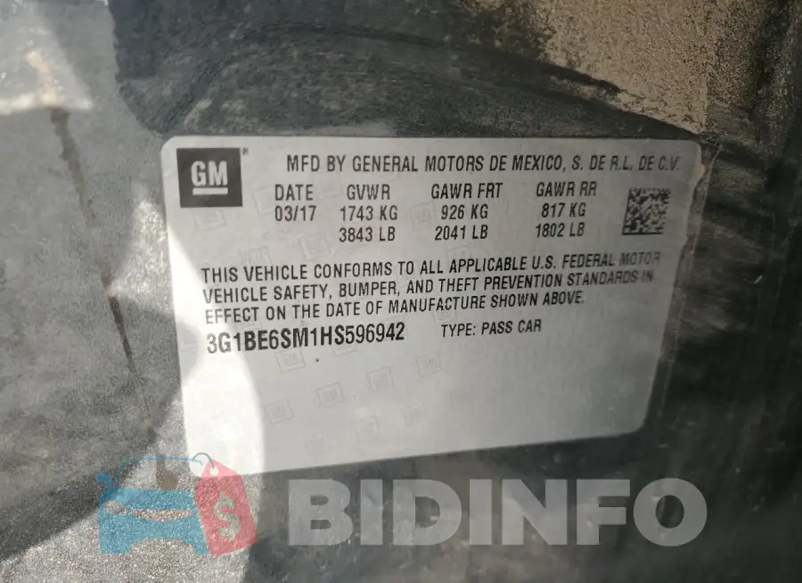 3G1BE6SM1HS596942 Photo# 13