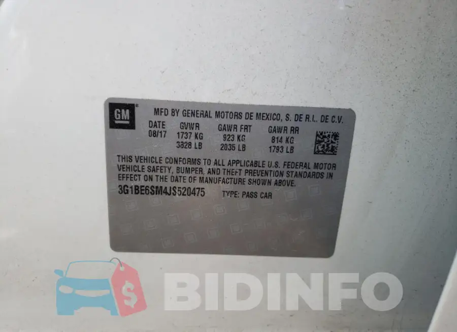 3G1BE6SM4JS520475 Photo# 12