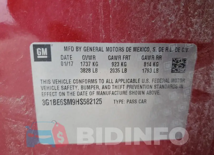 3G1BE6SM9HS582125 Photo# 12