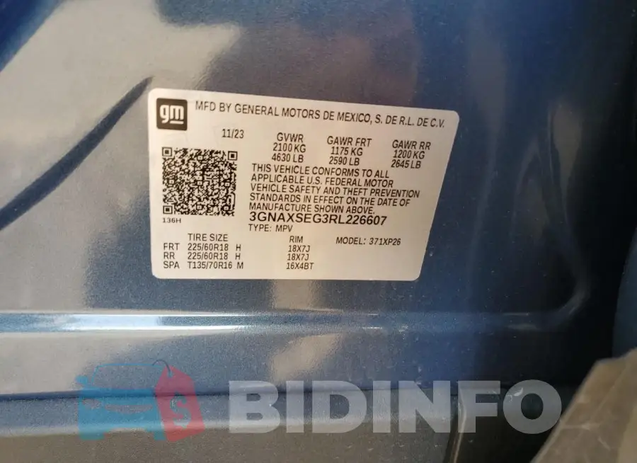 3GNAXSEG3RL226607 Photo# 13