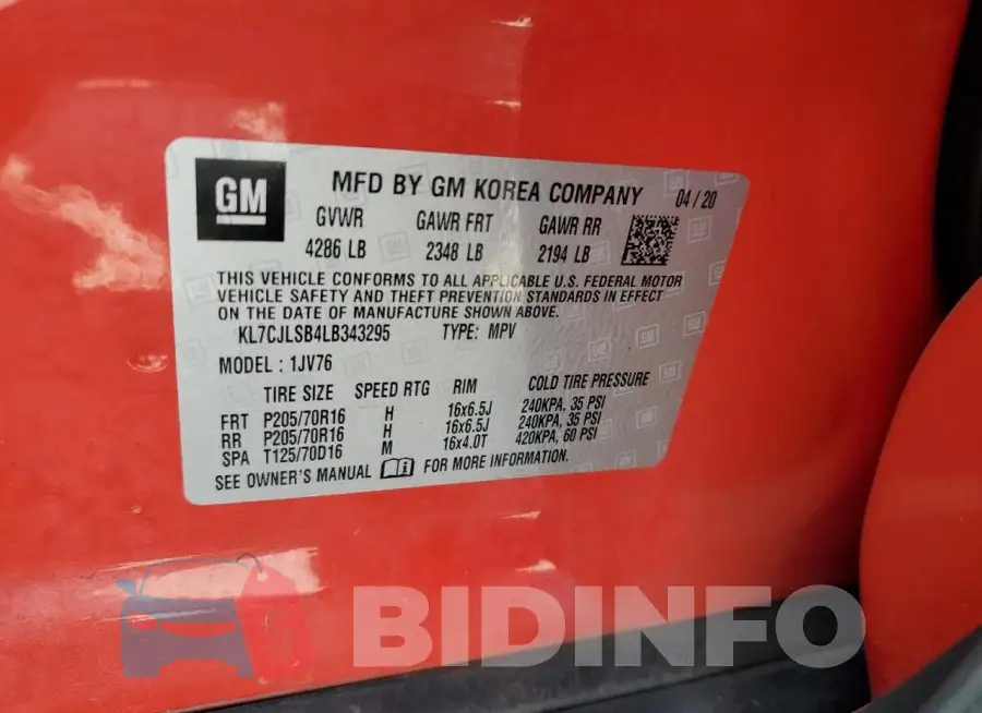 KL7CJLSB4LB343295 Photo# 13