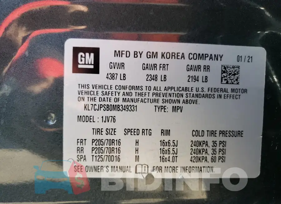 KL7CJPSB0MB349331 Photo# 13