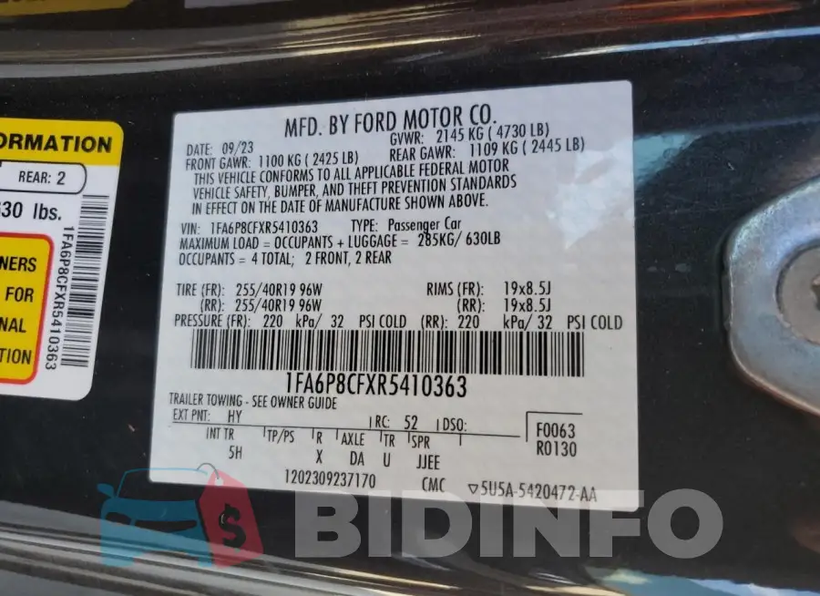 1FA6P8CFXR5410363 Photo# 12
