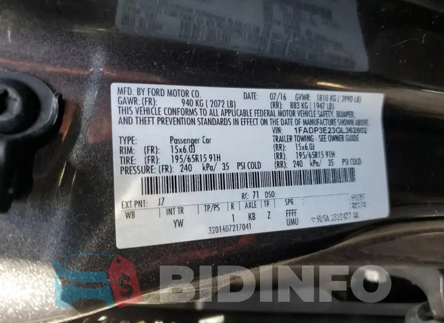 1FADP3E23GL362802 Photo# 13