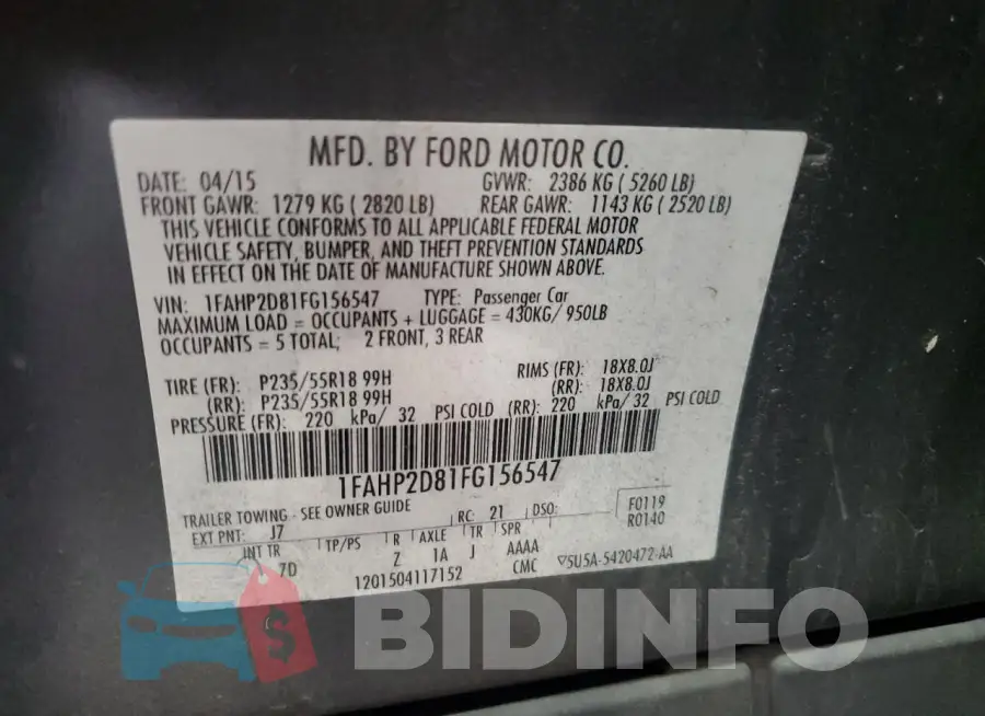 1FAHP2D81FG156547 Photo# 12