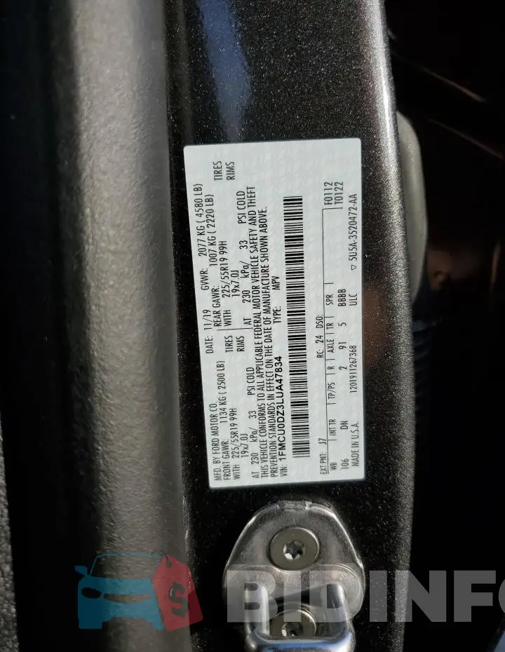 1FMCU0DZ3LUA47834 Photo# 14
