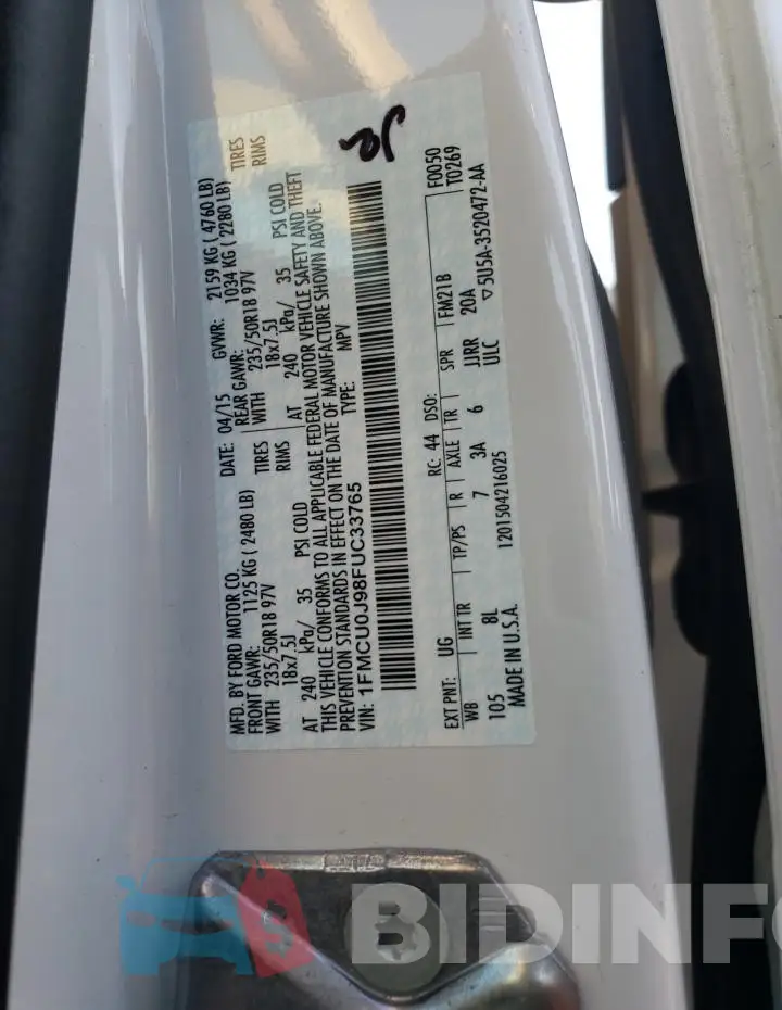 1FMCU0J98FUC33765 Photo# 13