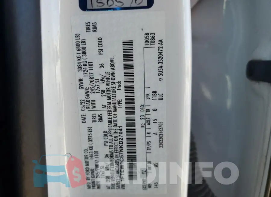 1FTEW1C57NKD27041 Photo# 12