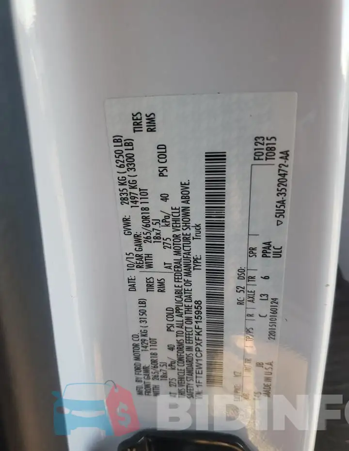 1FTEW1CPXFKF15958 Photo# 12