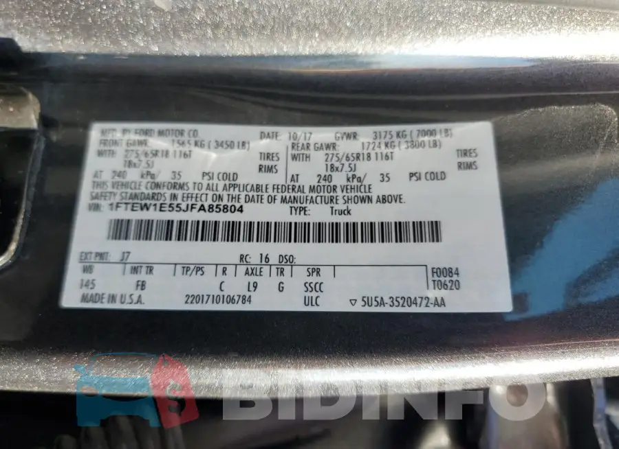 1FTEW1E55JFA85804 Photo# 13