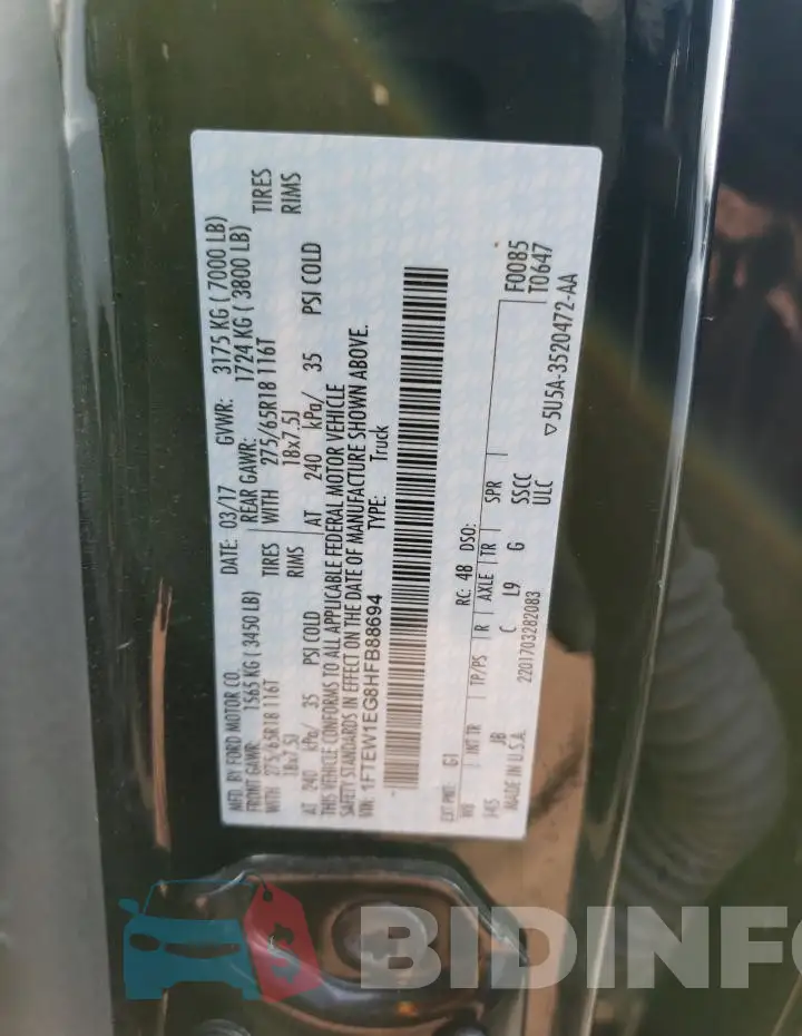 1FTEW1EG8HFB88694 Photo# 12