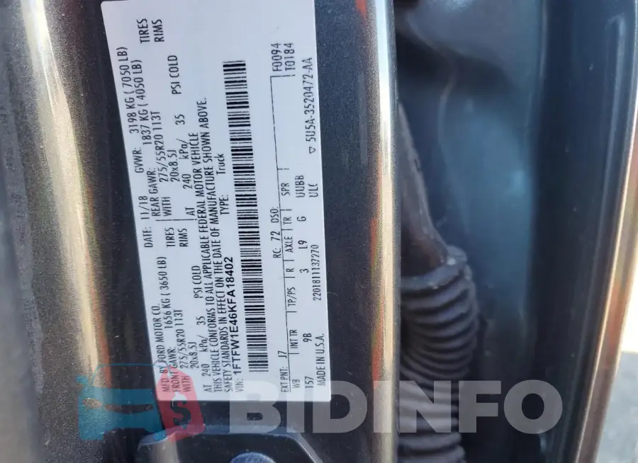 1FTFW1E46KFA18402 Photo# 13
