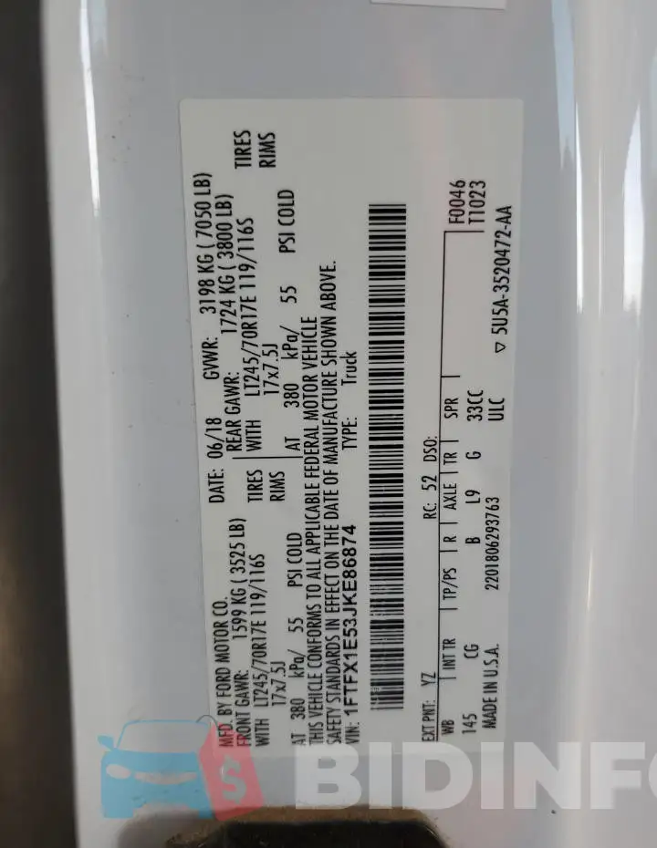 1FTFX1E53JKE86874 Photo# 12