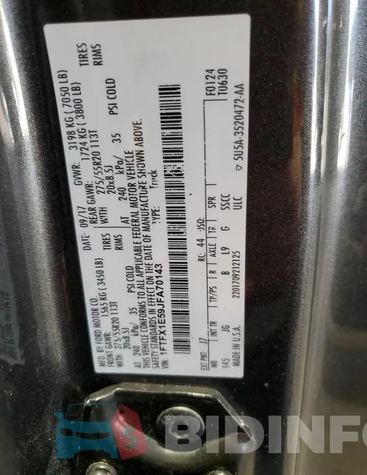 1FTFX1E59JFA70143 Photo# 12