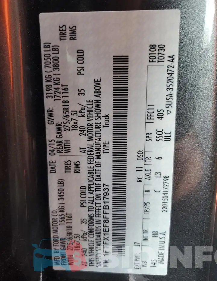 1FTFX1EF8FFB17937 Photo# 12