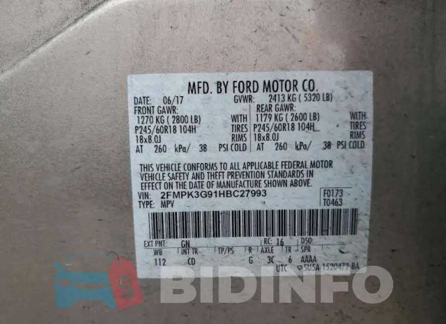 2FMPK3G91HBC27993 Photo# 13