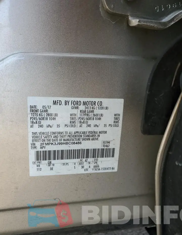 2FMPK3J99HBC08486 Photo# 13