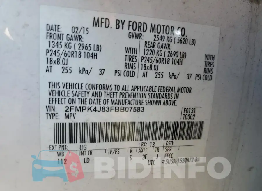 2FMPK4J83FBB07583 Photo# 14