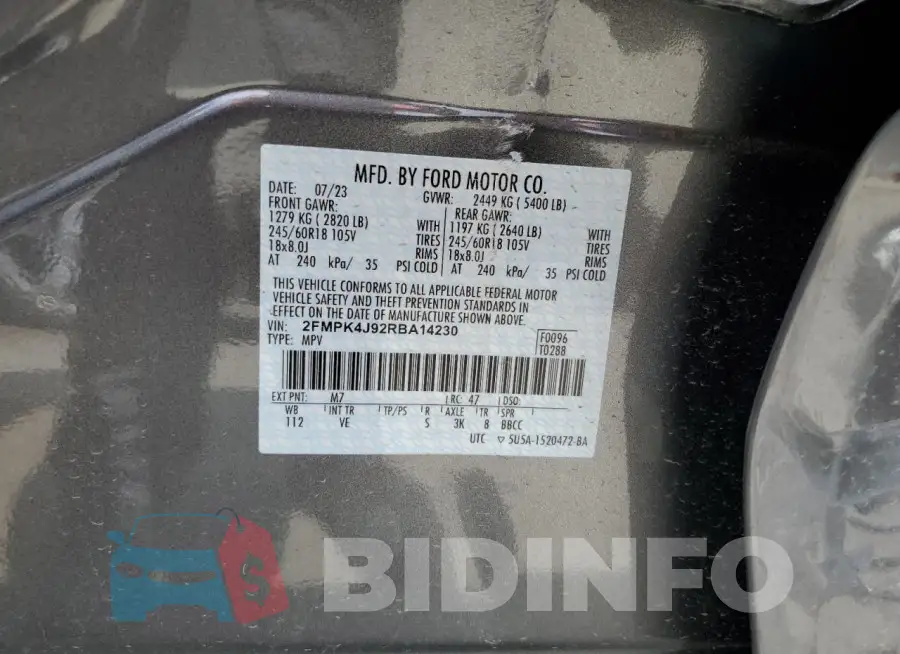 2FMPK4J92RBA14230 Photo# 13