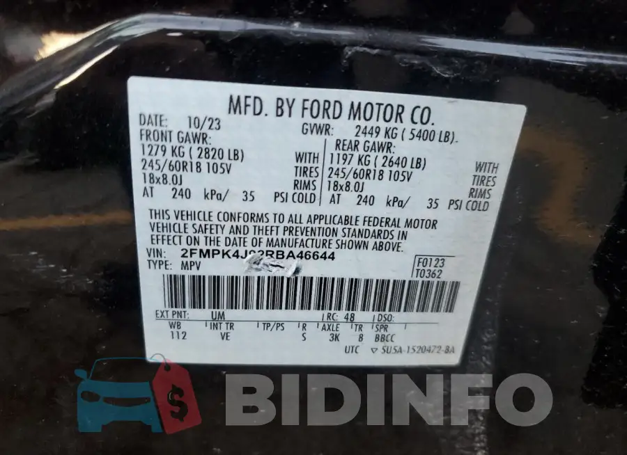 2FMPK4J92RBA46644 Photo# 13