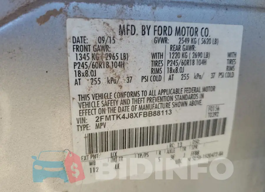 2FMTK4J8XFBB88113 Photo# 14