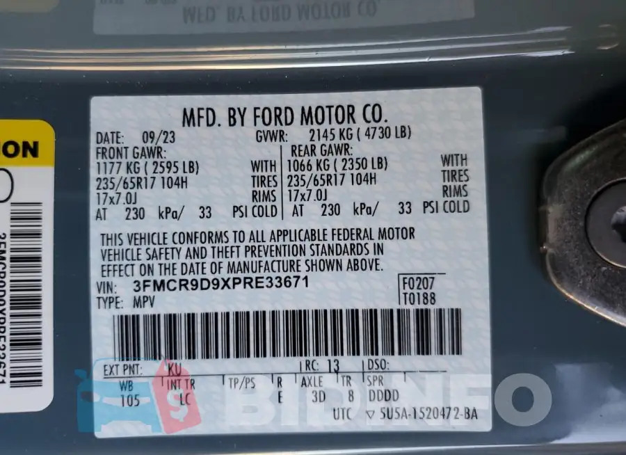 3FMCR9D9XPRE33671 Photo# 13