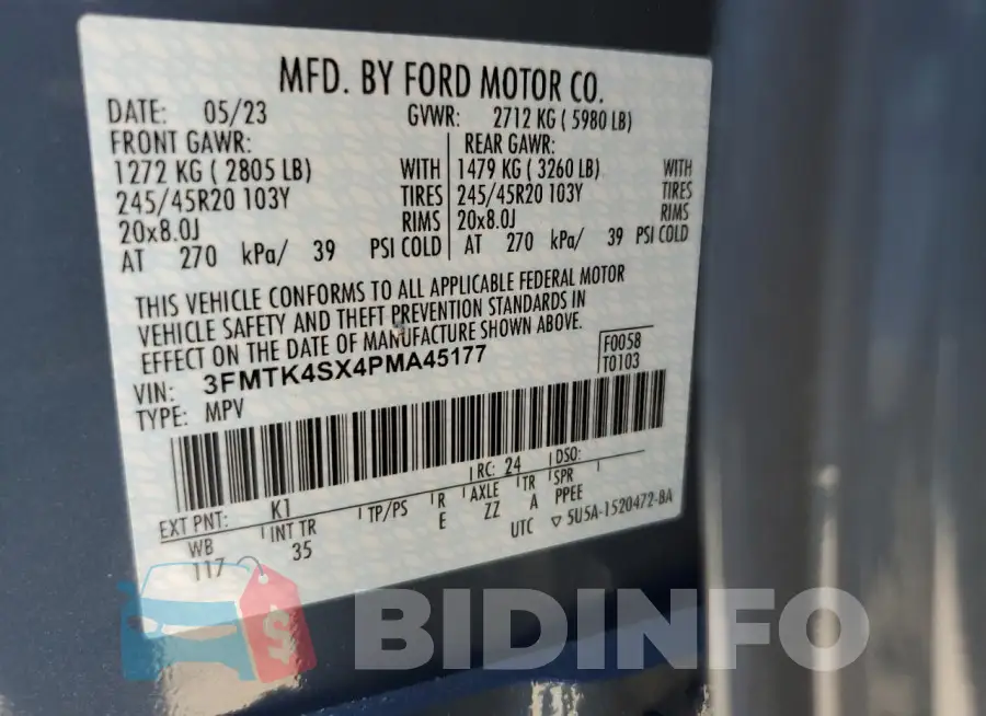3FMTK4SX4PMA45177 Photo# 13