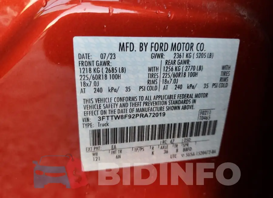 3FTTW8F92PRA72019 Photo# 13