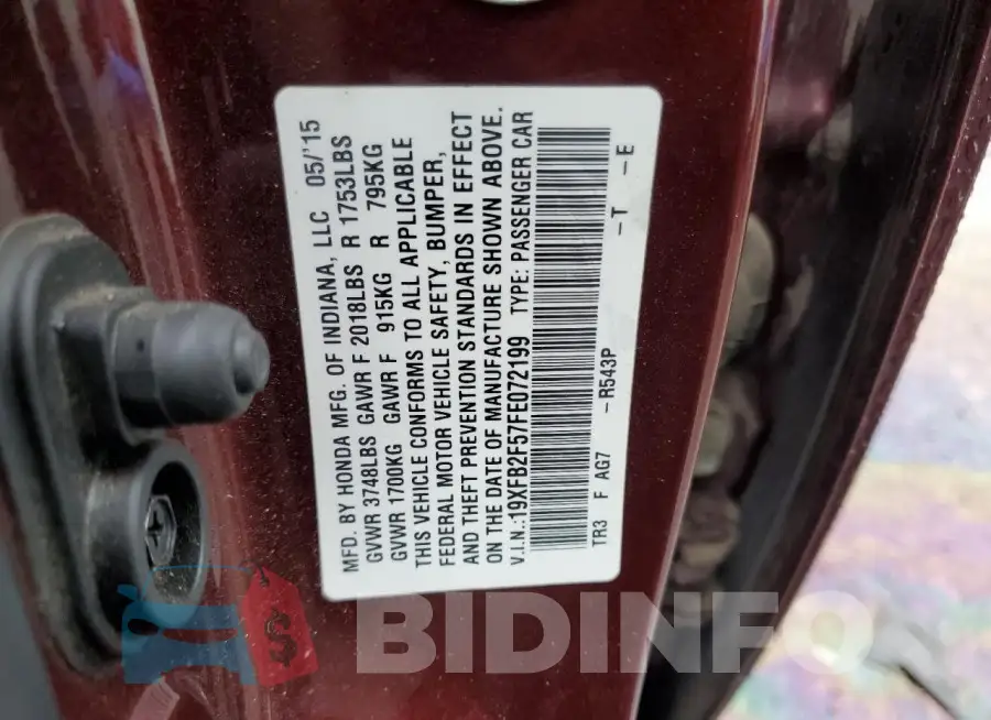 19XFB2F57FE072199 Photo# 12