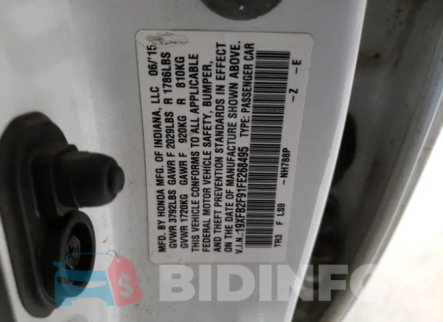 19XFB2F91FE268495 Photo# 12