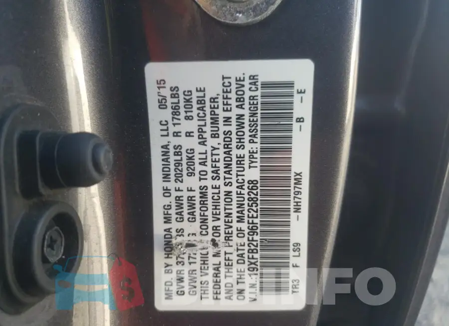 19XFB2F96FE258268 Photo# 12