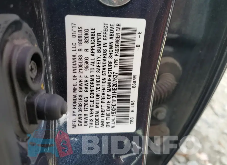 19XFC1F31HE207637 Photo# 12